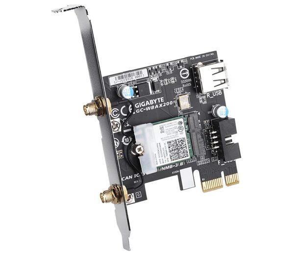 Gigabyte , GC-WBAX200 , GC-WBAX200 Dual-Band WiFi 6 2x2 MIMO Wireless PCIe Adapter with Bluetooth 5