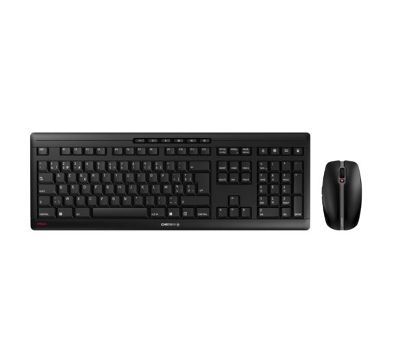 CHERRY STREAM DESKTOP, Wireless Desktop Set, Belgian Layout (AZERTY), 2.4 GHz RF, Quiet Keystrokes, Battery-Operated, Black