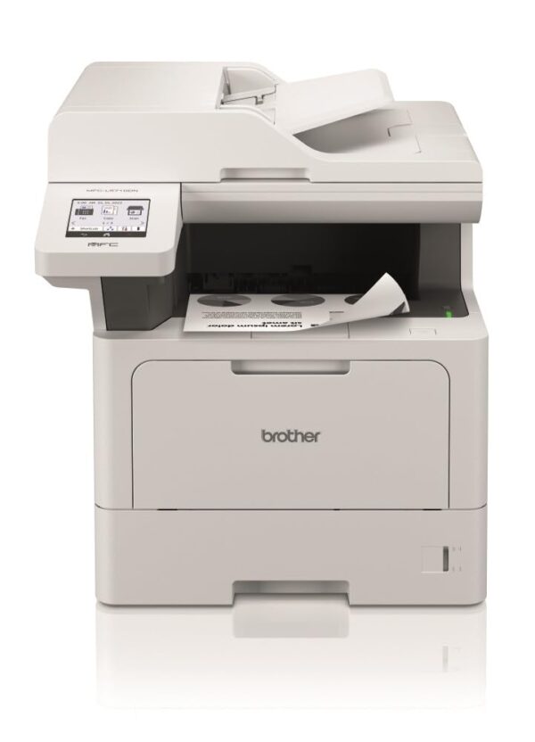 Brother MFC-L5710DN 4-in-1 Multi-Function Printer Black White (A4, 48 Pages/Min., 1,200 x 1,200 DPI, LAN, Duplex ADF, 250 Sheets Paper Cassette) White/Grey