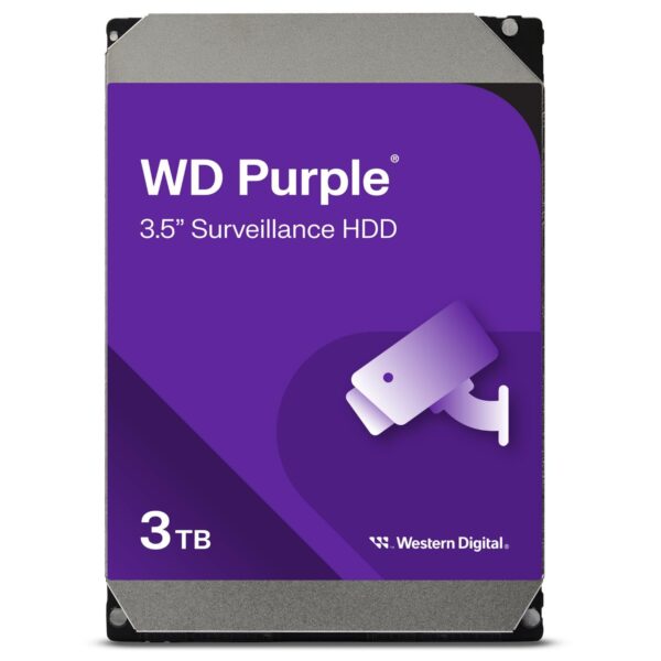 WD Purple 3TB Surveillance 3.5" Internal Hard Drive, AllFrame Technology, 180BT/yr, 256MB Cache, 3 Year Warranty