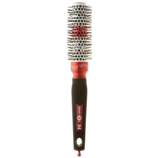 Head Jog 94 Heat Wave Radial Brush. Ceramic Coated Barrel & Ionic Round Brush for Hair Drying & Curling. Blow Dry Brush with Heat Activated Barrel Strip To Reduce Damage. (25mm)