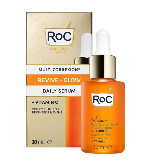 RoC Multi Correxion Revive + Glow Daily Serum, Vitamin C Blend for Brighter, Firmer Skin, Anti Wrinkle and Anti Aging, Firming Moisturiser - 30 ml