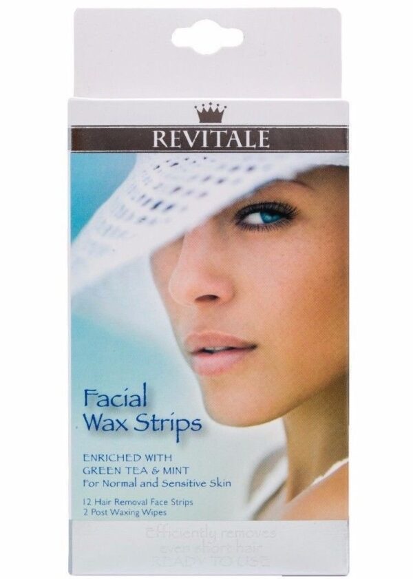 Revitale Face Wax Small Strips Kit - Enriched Green Tea & Mint (12 Strips)