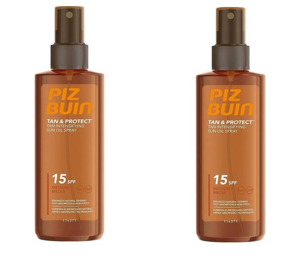 2 x Piz Buin Tan & Protect Accelerating Oil Spray SPF15-150ml