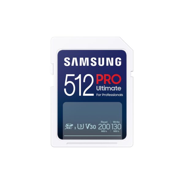 Samsung PRO Ultimate SD card, 512 GB, UHS-I U3, Full HD & 4K UHD, 200 MB/s read, 130 MB/s write, Memory card for smartphone, Drone or action cam, MB-SY512S/WW