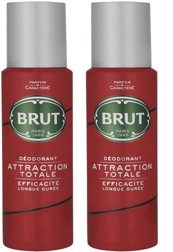 Brut Attraction Totale Mens Gents Deodorant Spray 200 ml 2 Pack