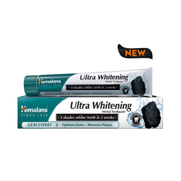 Himalaya Ultra Whitening Toothpaste Herbal Formulation with Activated Coconut Charcoal & Black Seed Oil 75 ml