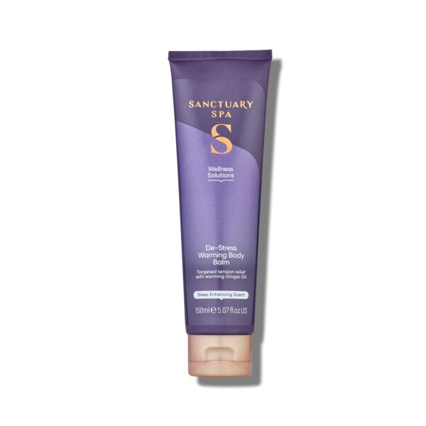 Sanctuary Spa De-Stress Warming Body Balm, No Mineral Oil, Cruelty Free & Vegan Muscle Rub, 150ml, Purple