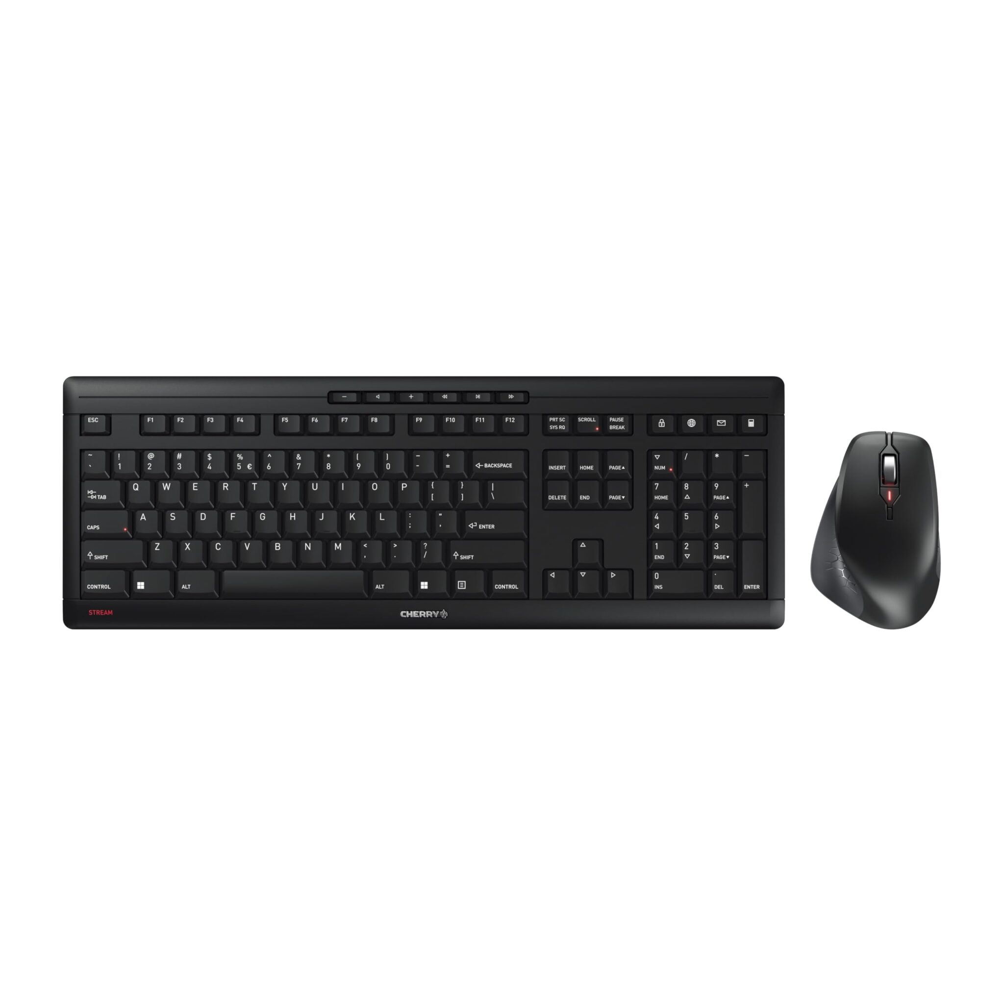 CHERRY STREAM DESKTOP, Wireless Desktop Set, EU Layout (QWERTY), 2.4 GHz RF, Quiet Keystrokes, Battery-Operated, Black