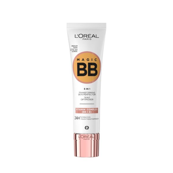 L'Oréal Paris Magic BB Cream with SPF 20, 5-in-1 Skin Tint with Vitamin B5 and Vitamin E, Lightweight Hydrating Formula Adapts to Skin Tone for a Natural Glowy Finish, 30 ml, Shade: 05 Medium Dark