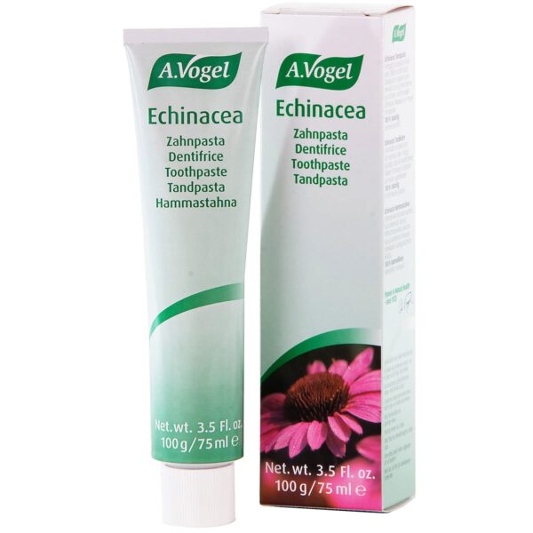 A.Vogel Herbal Echinacea Toothpaste | Organic, Fluoride-free Toothpaste | Fresh Extracts of Echinacea | Liquorice & Eucalyptus | 100g