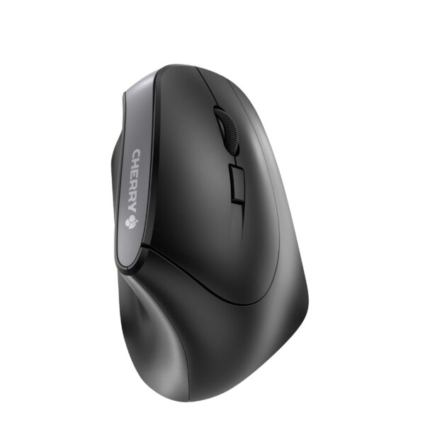 CHERRY MW 4500, Ergonomic Vertical Mouse for Right-Handers, Wireless (2.4 GHz RF), 3-Stage Adjustable Resolution up to 1200 Dpi, Battery-Powered, Black