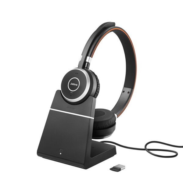 Jabra Evolve 65 SE Wireless Stereo Headset - Bluetooth Headset with Noise-Cancelling Microphone, Long-Lasting Battery and Charging Stand - MS Teams Certified, works with all other platforms - Black