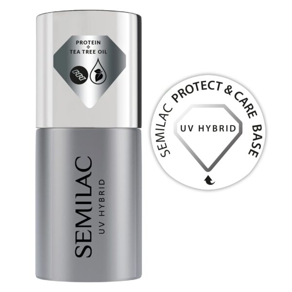 Semilac UV Gel Nail Base Coat With Tea Tree Oil & Protein for UV Gel Nail Polish. Protects & Nourishes Nails. Soak Off Formula. Perfect for Home and Professional Manicure and Pedicure 7ml