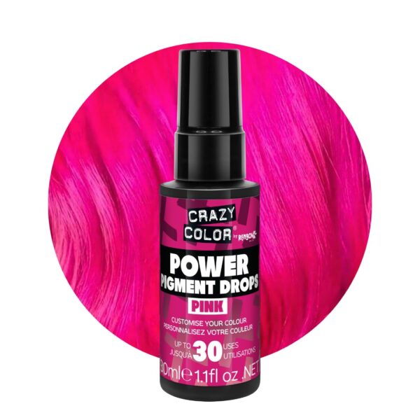 Crazy Color Pink Power Pigments 30 Uses | Ultra Concentrated Pigments, Custom Toner & Semi-Permanent Dye from Home | Vegan Formula | No Bleach or Ammonia | 30ml