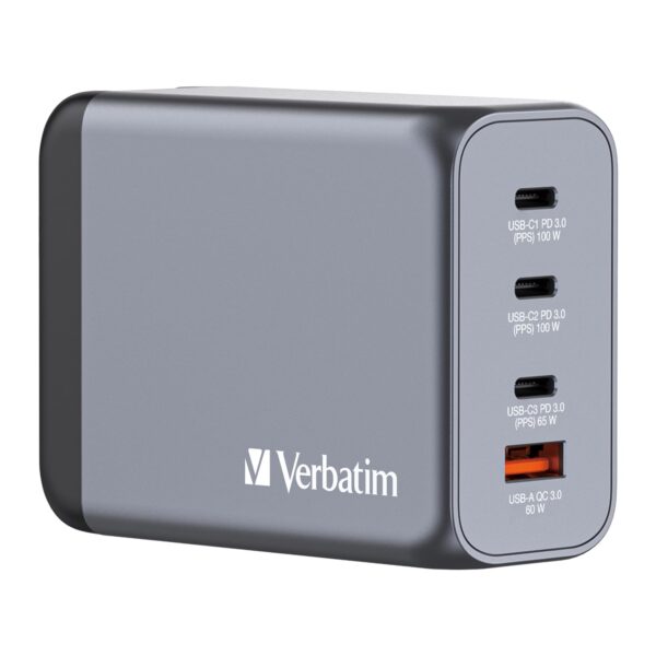 Verbatim 200W UK/US/EU 4-Port GaN3 Wall Charger With Power Delivery