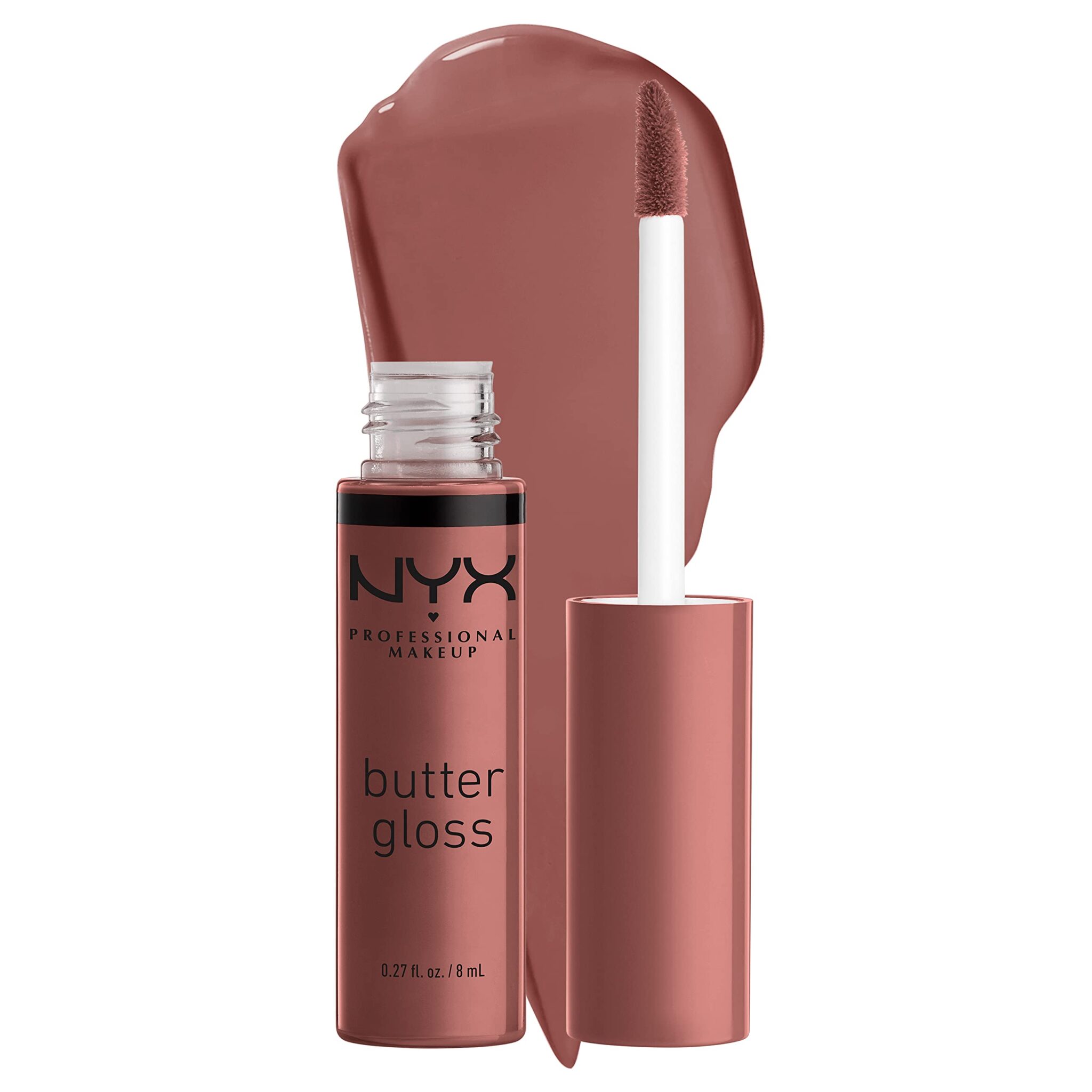 NYX PROFESSIONAL MAKEUP Butter Gloss Brown Sugar, Non-Stick Lip Gloss - Spiked Toffee (Brown Mauve)