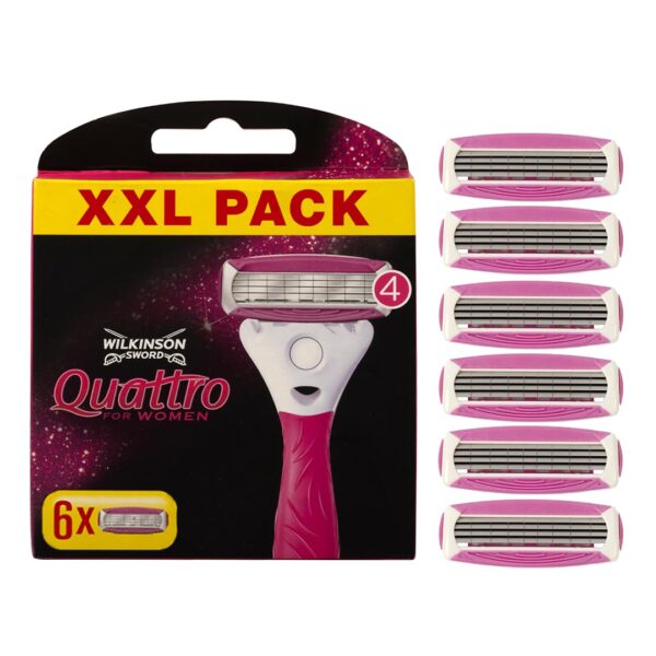 WILKINSON SWORD - Quattro For Women | Smooth Glide | Pack of 6 Razor Blade Refills