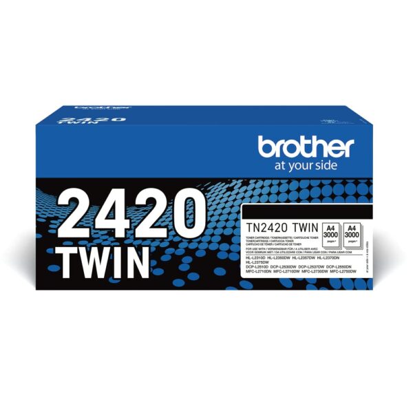 BROTHER TN-2420TWIN Toner Cartridge, Black, Twin Pack, High Yield, includes 2 x Toner Cartridge, Genuine Supplies