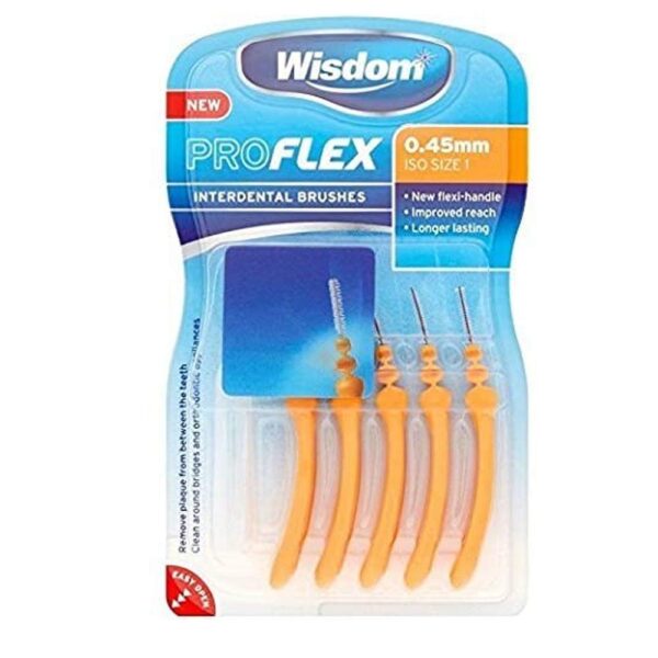 Wisdom Pro Flex Interdental Brushes 0.45mm Orange 5 Brushes