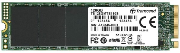 Transcend MTE110S 128 GB NVMe PCIe Gen3 x4 M.2 2280 Internal Solid State Drive (SSD) 3D TLC NAND (TS128GMTE110S)