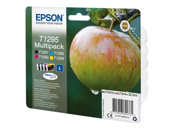 Epson Apple T1295 4 Colour Multipack Ink Cartridges Black, Cyan, Magenta, Yellow (RF Tag) for BX305F/BX320FW/BX525WD/BX625FWD/SX420W