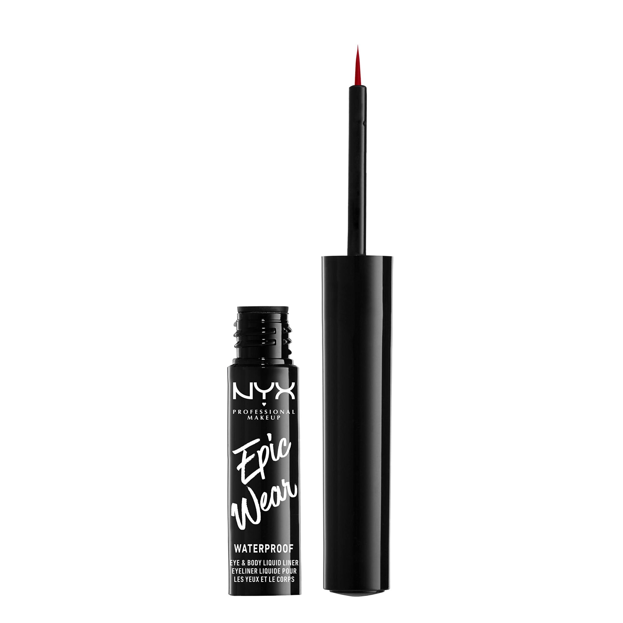 NYX Professional Makeup Epic Wear Semi-Permanent Liquid Liner, Longwearing, Waterproof, Eye Liner and Body Art, Matte Finish, Colour: Red