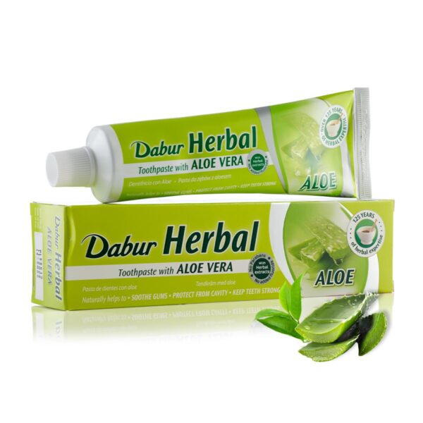 Dabur Herbal Aloe Vera Toothpaste - 100g | Prevent Cavities with Natural Herbal Extracts | Keep Teeth Strong & Paraben Free