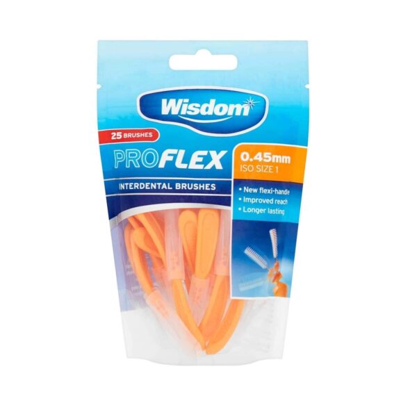 Wisdom Pro Flex Interdental Brushes 0.45mm Orange 25 Pack