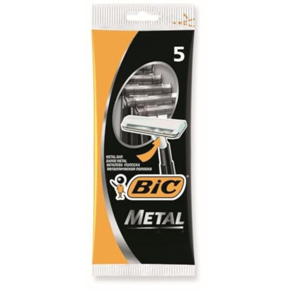 Disposable Metal Razors by BIC - Single-Blade Stainless Steel Shaver for Men * Safe Shaving * 1 Pack of 5-Count. Perfect for Traveling, Gym, or Quick Use – TSA Approved Throwaway Razors