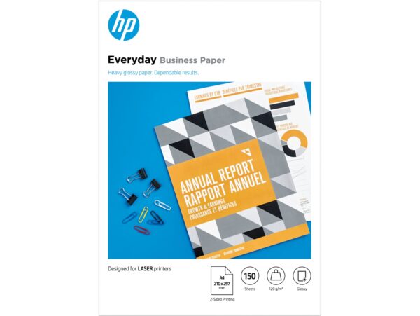 HP 7MV82A Laser Everyday Glossy Business Paper, A4, 120gsm, 150 sheets