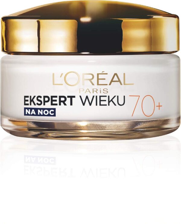 L'Oréal Paris Expert for Age 70+ Nourishing Anti-Age Face Cream for the Night, Mature Skin, Reduces Wrinkles, Skin Thickening, Vitamin B3, Vitamin E, Fig Inherent Inheritance, 50 ml