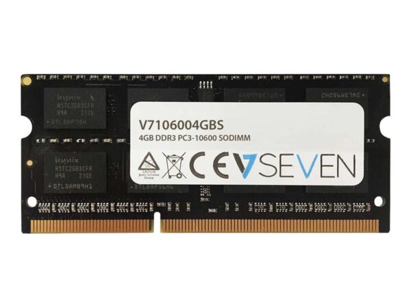 V7 V7106004GBS V7 4GB DDR3 PC3-10600 - 1333mhz 1.5V SO DIMM Notebook Memory Module - V7106004GBS