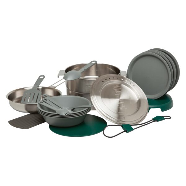 Stanley Adventure Full Kitchen Basecamp Camping Cooking Set 3.5L - 11 Piece Camp Cook Set - Outdoor Cook Set - Stainless Steel Pot with Vented Lid - Cookware For Backpacking, Hiking and Camping