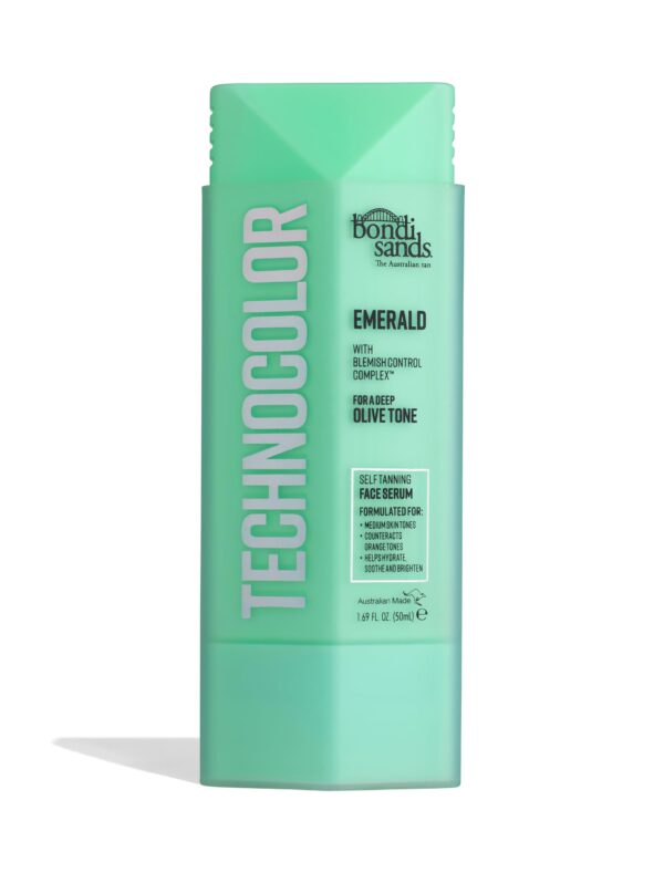 Bondi Sands Technocolor Emerald Self-Tanning Face Serum, Easy Application, Streak Free Fake Tan – Enriched with Vitamin C & Chamomile 50ml/1.69 Fl Oz