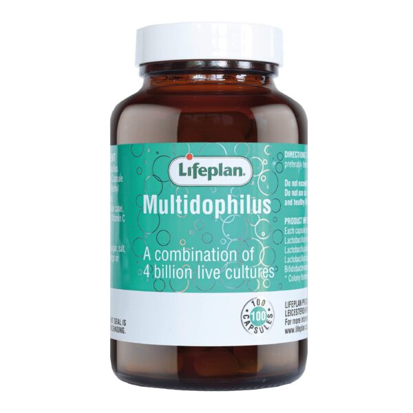 Lifeplan Multidophilus Live Cultures Supplement (100 Capsules) — 4 Billion CFU Per Capsule for Digestives