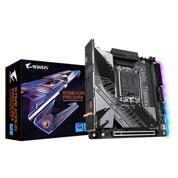 Gigabyte B760I AORUS PRO DDR4 Motherboard - Supports Intel Core 14th Gen CPUs, 8+1+1 Phases Digital VRM, up to 5333MHz DDR4 (OC), 2xPCIe 4.0 M.2, Wi-Fi 6, 2.5GbE LAN, USB 3.2 Gen 2