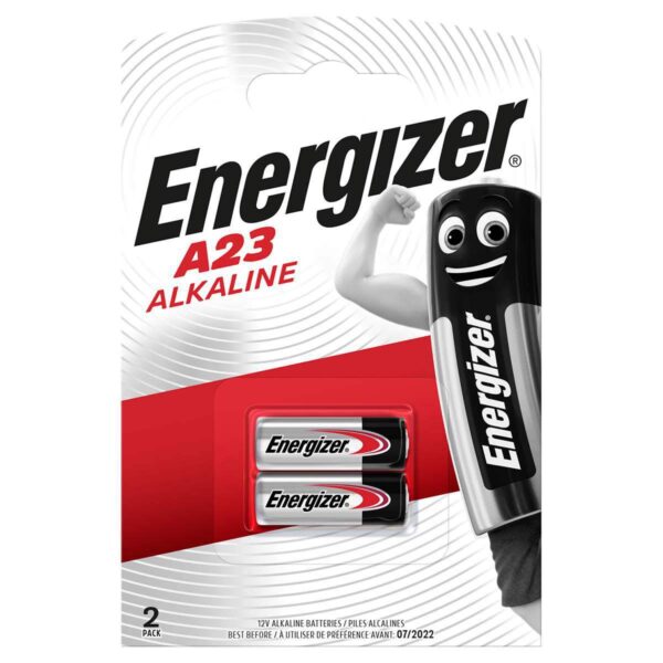 Energizer A23 12V Batteries, Alkaline Button Battery, 2 Pack