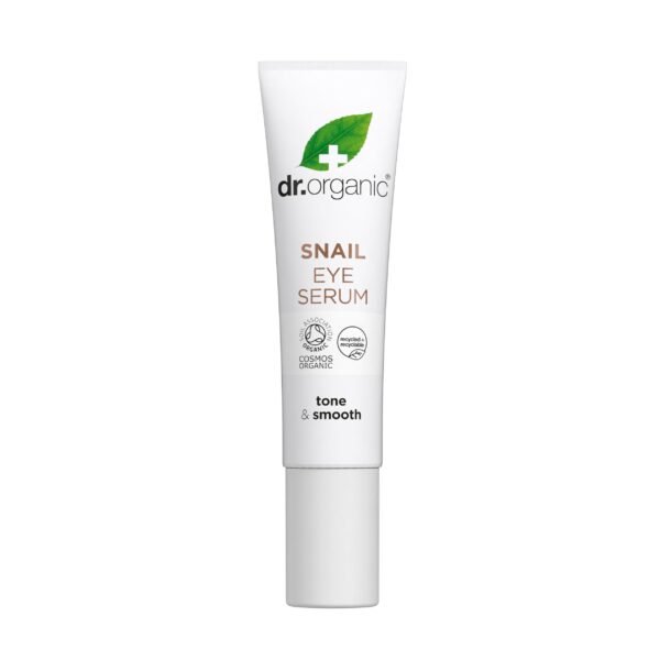 Dr Organic Snail Gel Eye Serum, Healthy-Aging, Fine Lines, Mens, Womens, Natural, Vegetarian, Cruelty-Free, Paraben & SLS-Free, Recycled & Recyclable, Organic, 15ml, Packaging may vary