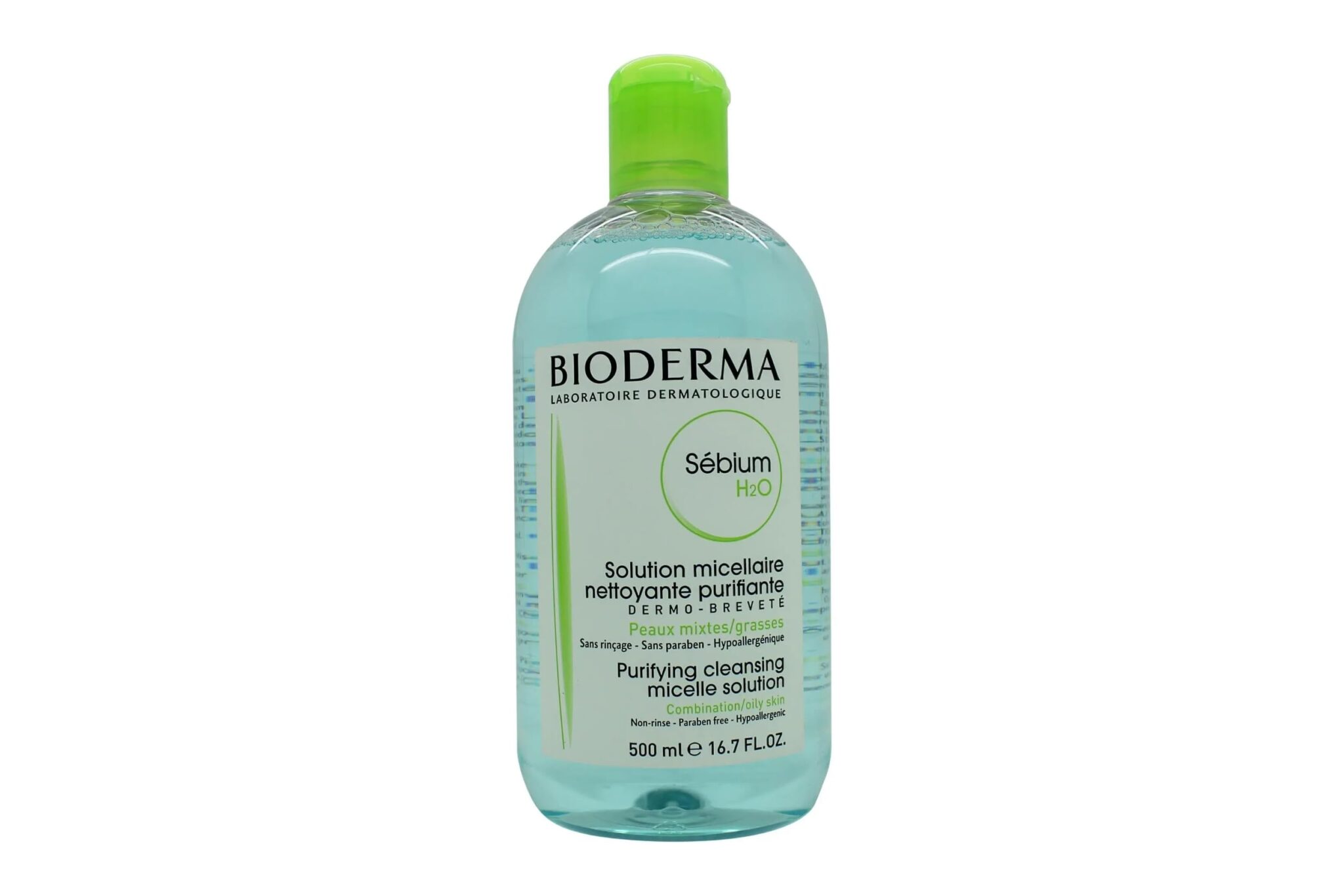 Bioderma Sébium H2O Micellar Water - Purifying Cleanser to Remove Make Up, Impurities & Pollution for Acne Prone, Oily & Combination Skin - Prevent Blemishes, 500ml