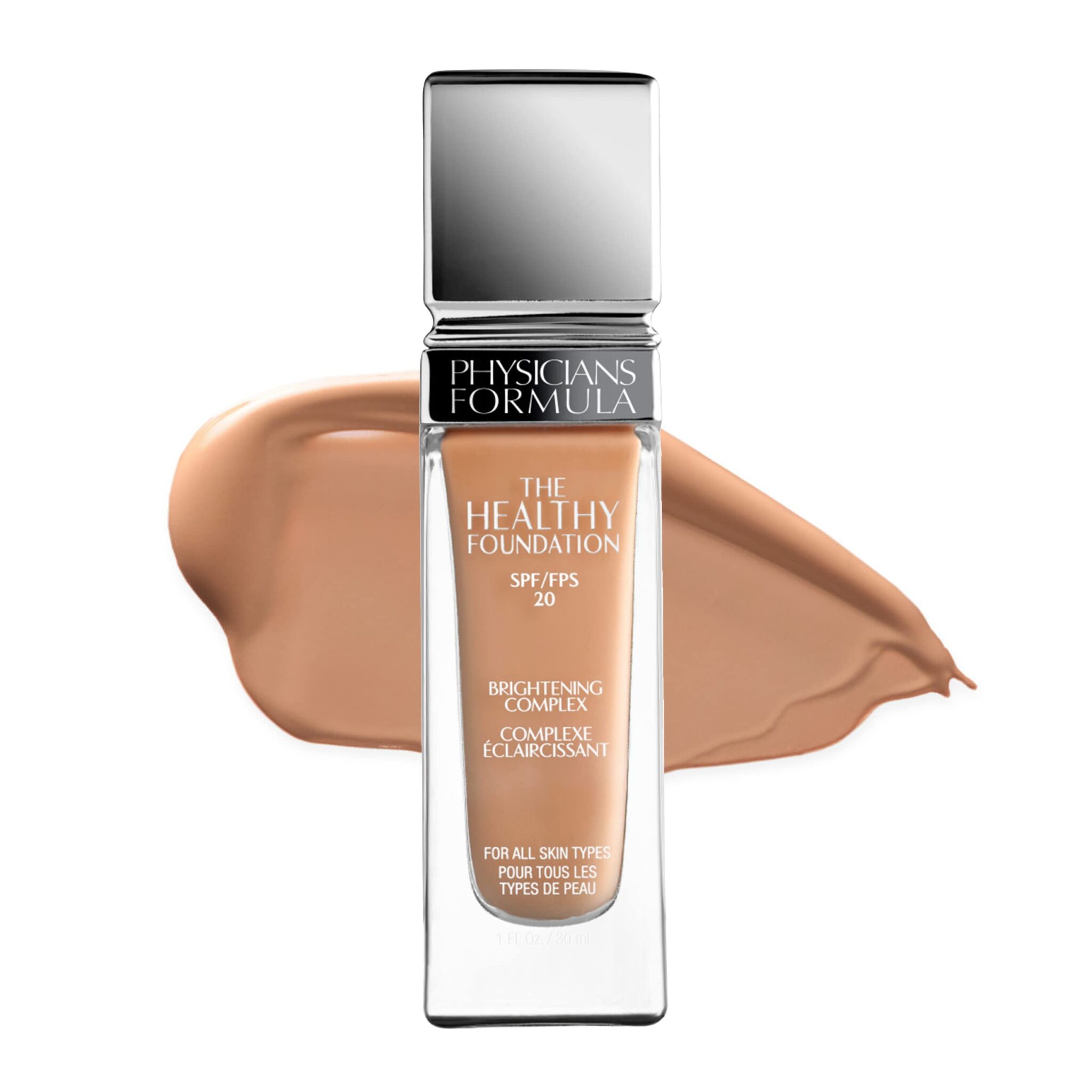 Physicians Formula - The Healthy Foundation SPF 20 - Long-wearing Foundation with Lightweight, Medium Coverage - with Brightening Complex, Hyaluronic Acid, Vitamin A, C& E Antioxidant Blend - MN3