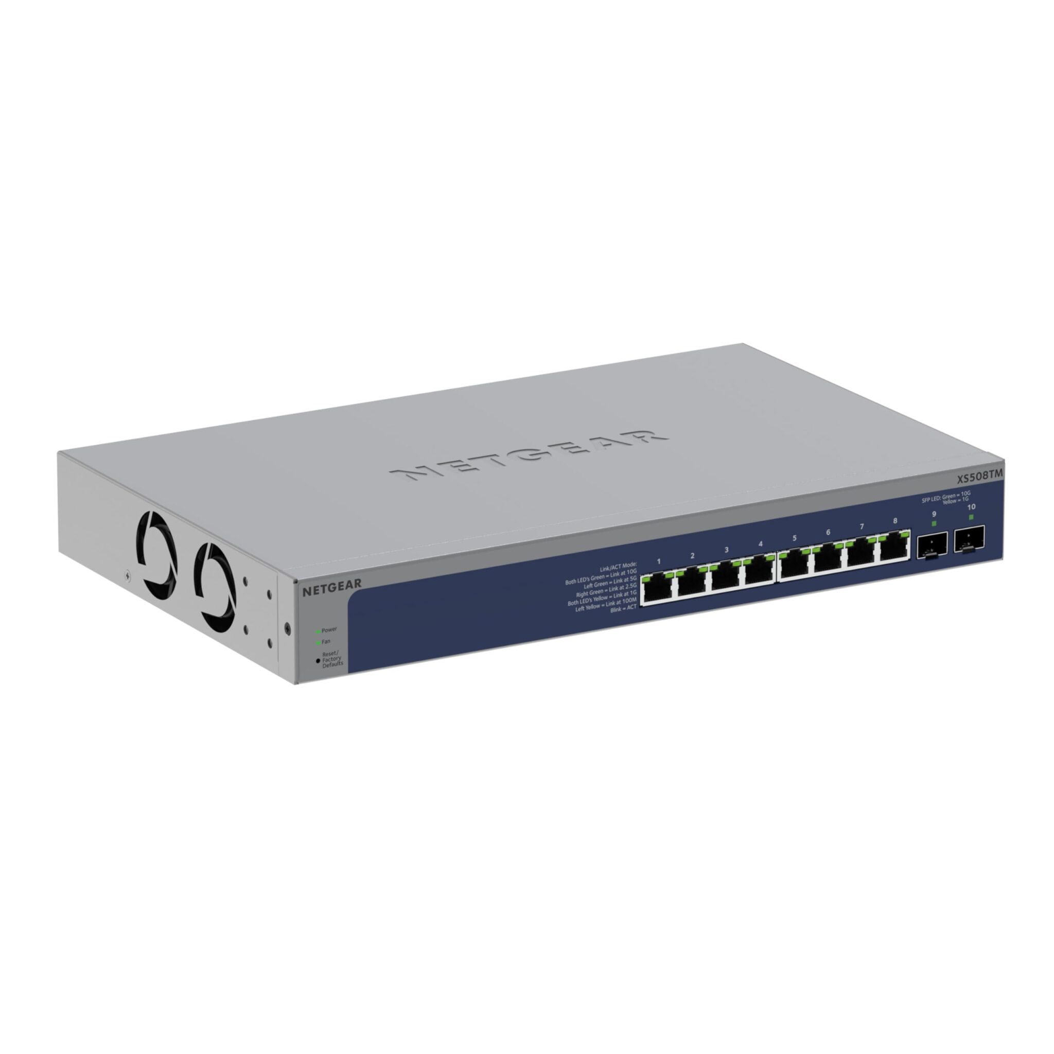 NETGEAR (XS508TM) 10-Port Multi-Gigabit Ethernet Manageable 10-Port Smart Web Switch - 8 Multi-Gigabit ports, 2 x 10 Gigabit SFP+ ports, Insight cloud management, wall or rack, lifetime protection