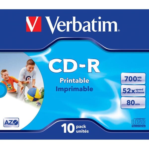 Verbatim 43325 AZO 52x Printable CD-R - Jewel Cased 10 Pack