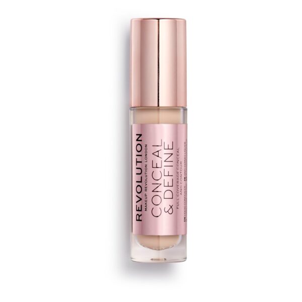 Makeup Revolution Conceal & Define Concealer, Lightweight, Longlasting, Full Coverage Face Makeup, C3, 4g