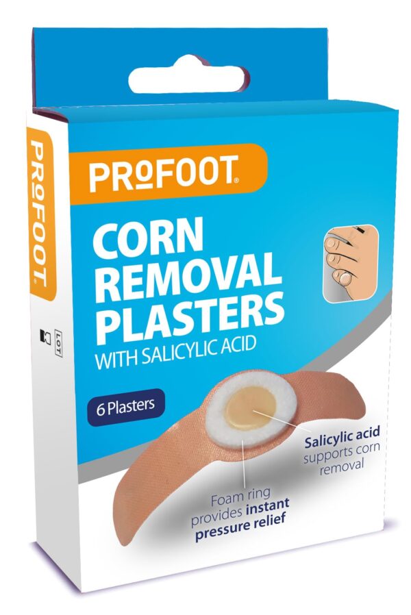 Profoot Corn Removal Plasters - 6 Adhesive Plasters Containing Salicylic Acid - Effectively Removes Corns and Calluses - Pain Relief Corn Plasters