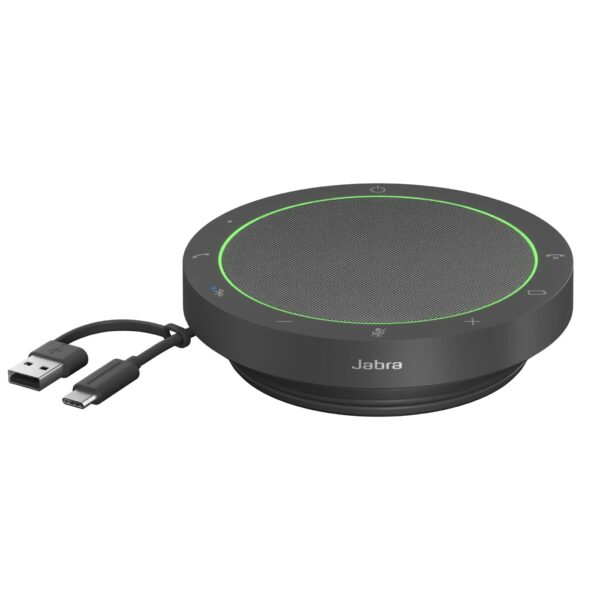 Jabra Speak2 55 Wireless Bluetooth Speakerphone with 4 Noise-cancelling Mics, Full-range 50mm Speaker, Wideband Audio, Compact and portable - Certified for Zoom and Google Meet - Dark Grey