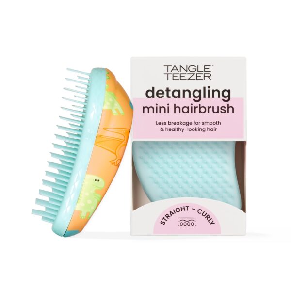 Tangle Teezer |The Original Mini Detangling Hairbrush | Palm Size Perfect for Kids & Travelling | Ideal for Wet & Dry Hair |Reduces Flyaways | Dino Mighty