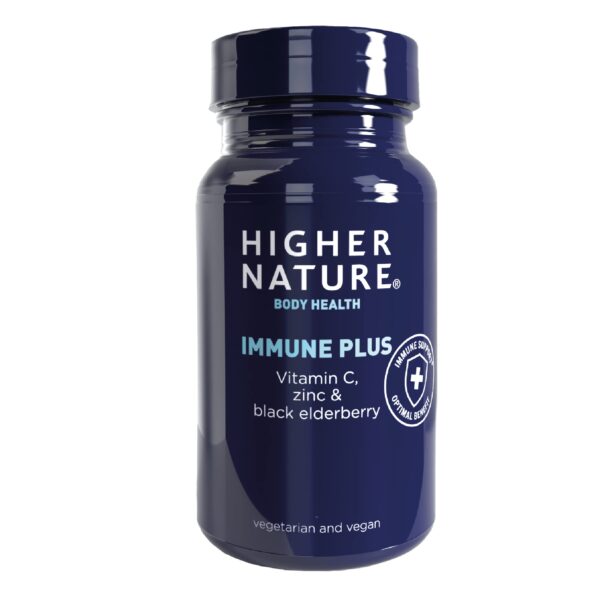 Higher Nature - Immune Plus - Vitamin C, Zinc & Black Elderberry - Supports Immune System - Vegetarian and Vegan Multivitamin - 180 Capsules