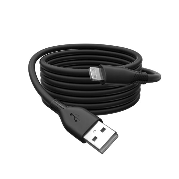 Digitus Lightning connection cable - USB 2.0-2m - USB-A to Lightning - high speed 480 Mbit/s - 12W Power Delivery - flexible silicone cable - black - for iPad, iPhone