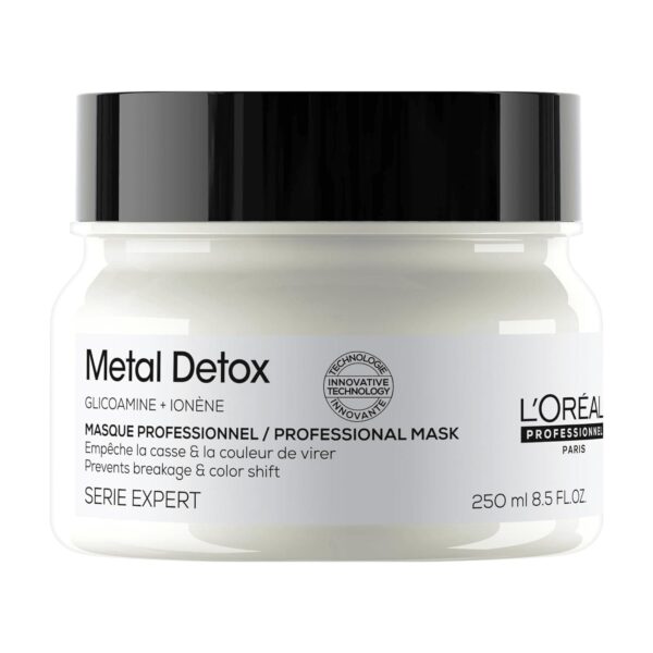 L’Oréal Professionnel | Metal Detox Hair Mask, for Smooth, Strong & Shiny Looking Hair, Protects Coloured Hair From Damage, Rich & Creamy Texture, Serie Expert, 250 ml